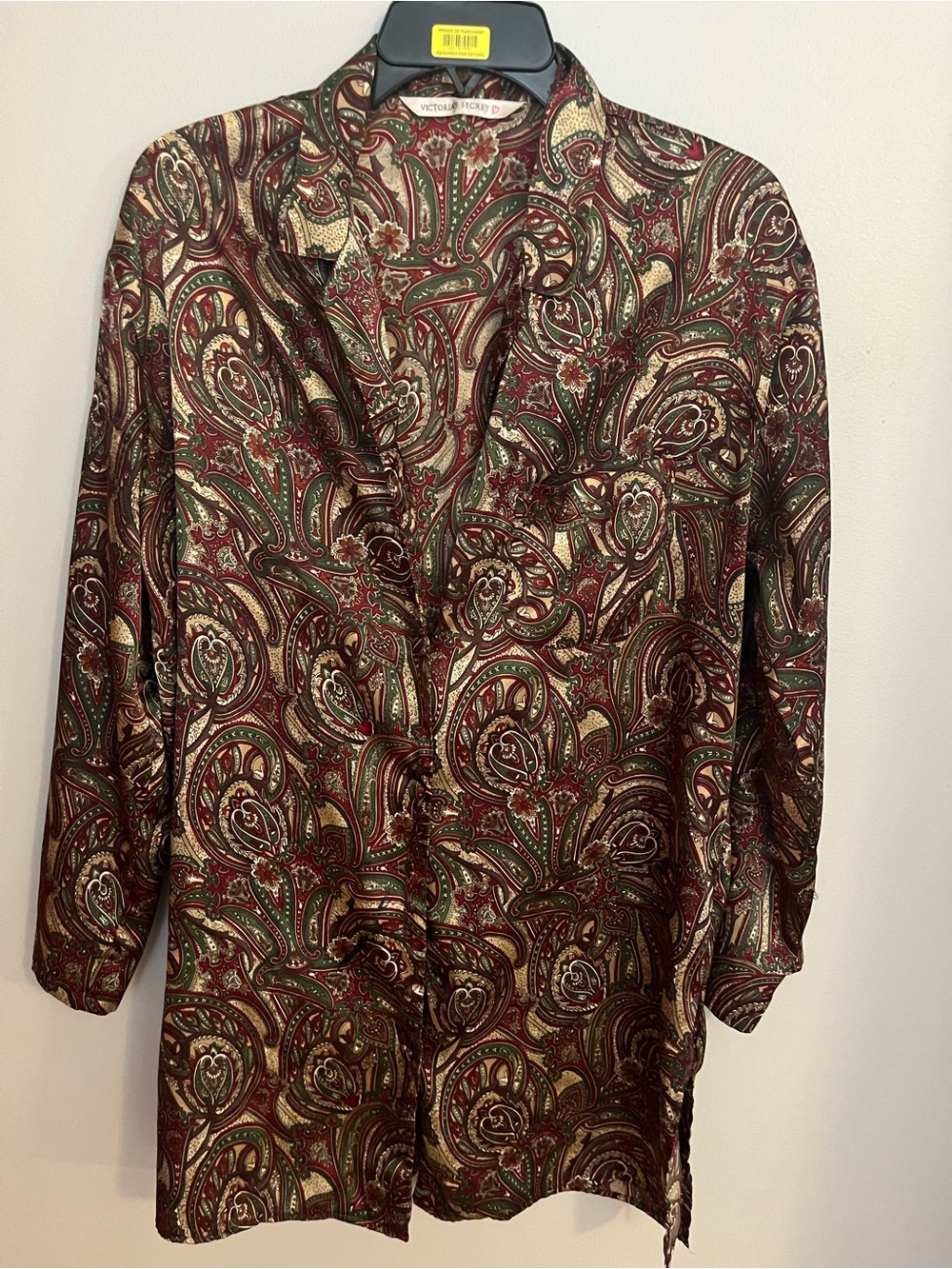 Victoria's Secret Paisley Blouse in Burgundy, Green & Cream